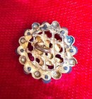 Antique Button Metal Steel Rivet Cuts W Enamel Flower Shank Collect Estate Open