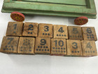 Antique Primitive Pull Toy  wooden Wagon With 12 Wooden Blocks 