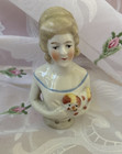 Vintage Woman With Dog Half Doll Antique Numbered Peke Or King Charles Cavalier