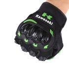 Kawasaki Armored Knuckles Motorcycle Gloves Men   s  Black And Green Accents