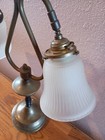 Antique Vintage Student Desk Lamp Double Arm Brass Electrified  Library Light