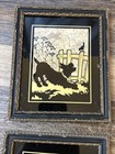 Vtg  2  Framed Silhouettes Scotties On Gold   Cream Background Wood Frame 5 x6 