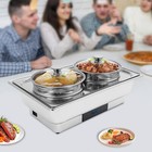 8l Electric Food Warmer With 2 Pans  Stainless Steel  Adjustable 95-194  f
