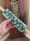 8  Ceramic Embossed Rolling Pin  Green With Leaves And Wooden Handles