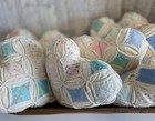 Vtg Cathedral Window Quilted Heart Pillow 7 5 Inch Handmade Pastel Colors Easter