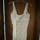 Sexy White Sheer Lace Underwire Gown Xxl Adj  Straps Strings To Ruche On Side