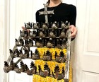 Vtg Antique Catholic Church Altar Candelabra  Cross Iron 20 Candle Holder Stand