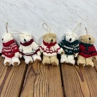 Vintage Teddy Bear Plush Jointed Sweater Christmas Holiday Ornaments 6  Lot Of 5