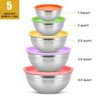 Stainless Steel Mixing Bowls Set Of 5 With Airtight Lids For Cooking   Serving