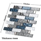 Blujellyfish Glass Tiles Backsplash Subway Blue Mosaic Tile For Kitchen