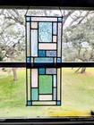 Stained Glass Modern Panel  Geometric Panel With Came Border  15w By 6h