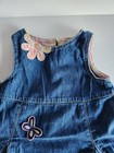 Vtg Girls 18 Month Denim Sesame Street Embroider Jumper Cotton Sleeveless Dress