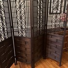 Japanese Mid Century Teak Shoji 4 Panel Folding Room Divider Screen 1960s