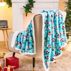 Christmas Throw Blanket Fuzzy Soft Warm Fleece Sherpa Winter Reindeer Snowflakes