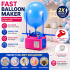 Electric Balloon Pump Inflator Dual Nozzle Air Blower For Party Balloons Us Plug