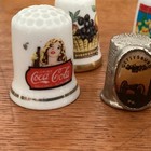 Vintage Thimbles Mixed Lot Of 6 Silver Tone Ceramic England Coca Cola