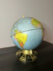 Vintage 1960 s Ohio Art Tin Litho Metal World Globe With Zodiac Signs Base 9 dia