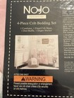 Nojo Sweet Forest Friends 4 Piece Crib Bedding Set Pink Aqua Grey White Nip