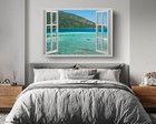 Ocean Island View Canvas Print Art Behind Window Frame Wall Art Coast