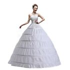 Women Crinoline Petticoat 6 Hoop Skirt Slips Long Underskirt For Wedding Bridal