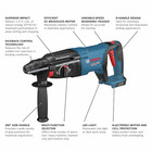 Bosch Bulldog 18v - 8-amp Variable Speed Cordless Rotary Hammer Drill Tool Only