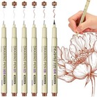 Muchcute Micro Fineliner Drawing Art Pens  6 Sepia Fine Line 6 Tip Size  sepia 