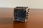 Antique German  stayin Pin Cube  With 91 Black Glass-head Toilet Pins 