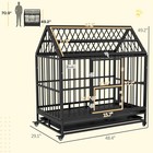 48  Steel House Dog Crate With Wheels  Black
