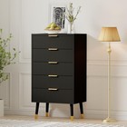Black Fluted 5 Drawer Dresser Bedroom Nightstand Cabinet Wood Chest Of Drawers
