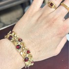 Trifari Genuine Gemstones Gold-tone Garnet Vintage Bracelet Restored