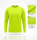 Men High Visibility Safety Shirt Long Sleeve Ansi Class 3 Reflective Work Tee