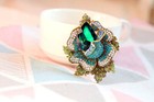 Vintage Green Rose Flower Pendant Woman s Brooch Pin Crystal Rhinestone Gifts