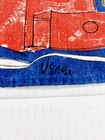 Vintage Vera Neumann Linen Blue Hand Dish Tea Towel Coffee Themed 25    X 15   