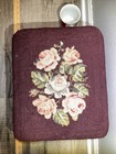 19thc Antique Victorian Stud Accents Footstool Floral Needlepoint Carved Walnut 