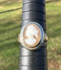    rare Antique Victorian 10k Filigree Cameo Shell Ring - Size 5 75   