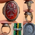 Roman Silver Carnelian Angel Intaglio Seal Ring Ancient Agate