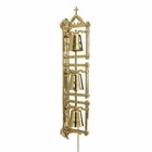 High Polished Brass Three Cup Wall Bell With Cross Top And 70  Chain
