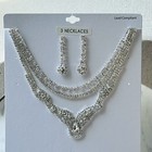Crystal Rhinestone Necklace   Earring 4 Piece Set Bridal Formal Prom Evening