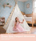 Kids Teepee Tent W  Starry Lights  Ground Mat   Pockets - Indoor outdoor Play