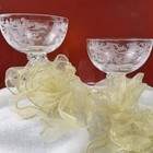 Vintage Etched Crystal Champagne Glasses 1950s Faceted Stems  Set Of 2 Toasting