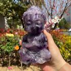 2 1lb 5 5  Natural Dream Amethyst Baby Buddha Carving Crystal Quartz Statue C8