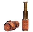 Brass Brow Antique Telescope Nautical Pirate Spyglass Scope 6   Leather Case