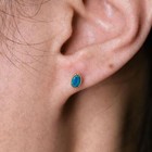 Minimalist Oval Australian Doublet Opal Stud Earrings 18k Yellow Gold