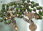 Mother Mary   St Patrick Shamrock Celtic Heirloom Rosary   Bronze  Green Jasper