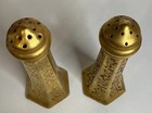 Vintage Gold Patterned Embossed Floral Salt   Pepper Set 4 75    Tall Cork Stopper
