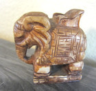 Vintage Elephant Figurine Hand-carved Soapstone With Saddle-like Seat On Back