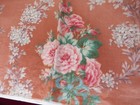 Vintage French Fabric Sample Rose Floral Polished Cotton