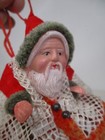 Vintage Japan Christmas Mesh Bag In Basket Celluloid Face Santa Candy Container