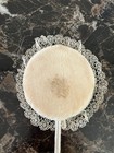 1930s Flapper Powder Puff Wand     Painted Face With Lace Trim