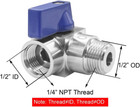 Stainless Steel 90 Degrees Elbow Ball Valve 1 4  Npt Male X 1 4  Npt Female Shut